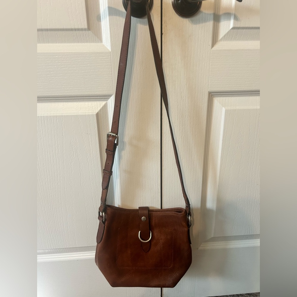 Genuine leather FRYE crossbody purse.